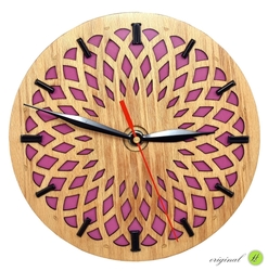 Dřevěné hodiny Harmony magenta