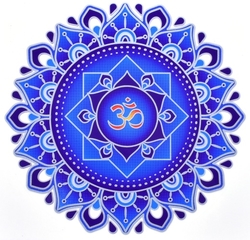 Mandala na sklo modrá - Óm