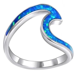 Opál modrý prsten  (vel. 18)