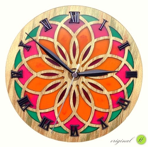 Hodiny nástěnné mandala Květ