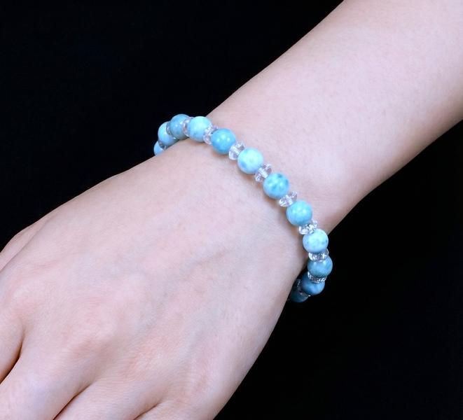 Larimar náramek kuličky 8 mm  AAAAA kvalita