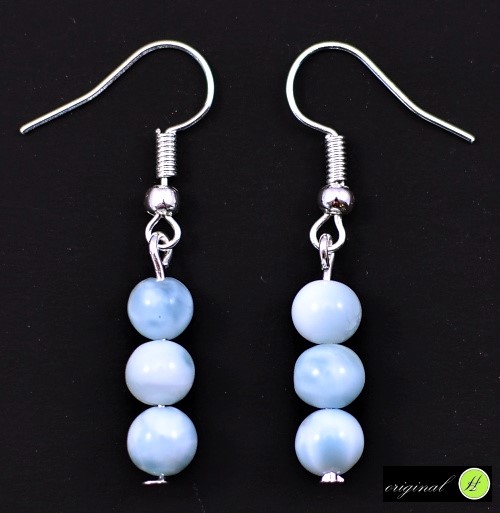 Larimar náušnice kuličky 6 mm