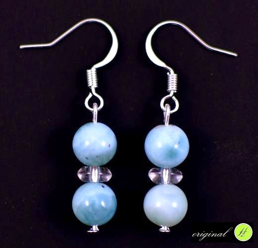 Larimar náušnice kuličky 8 mm AAAAA kvalita