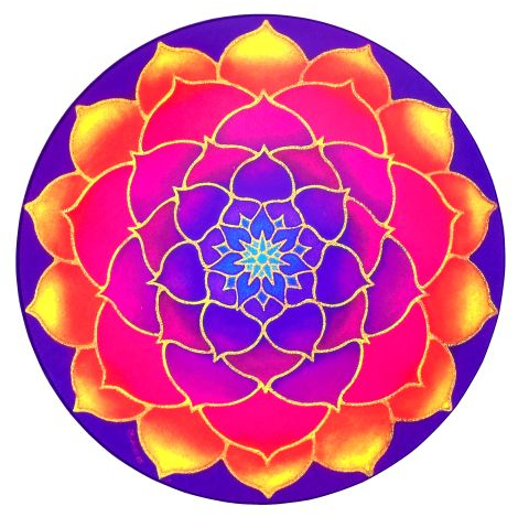 Mandala na sklo - Zlatý lotos